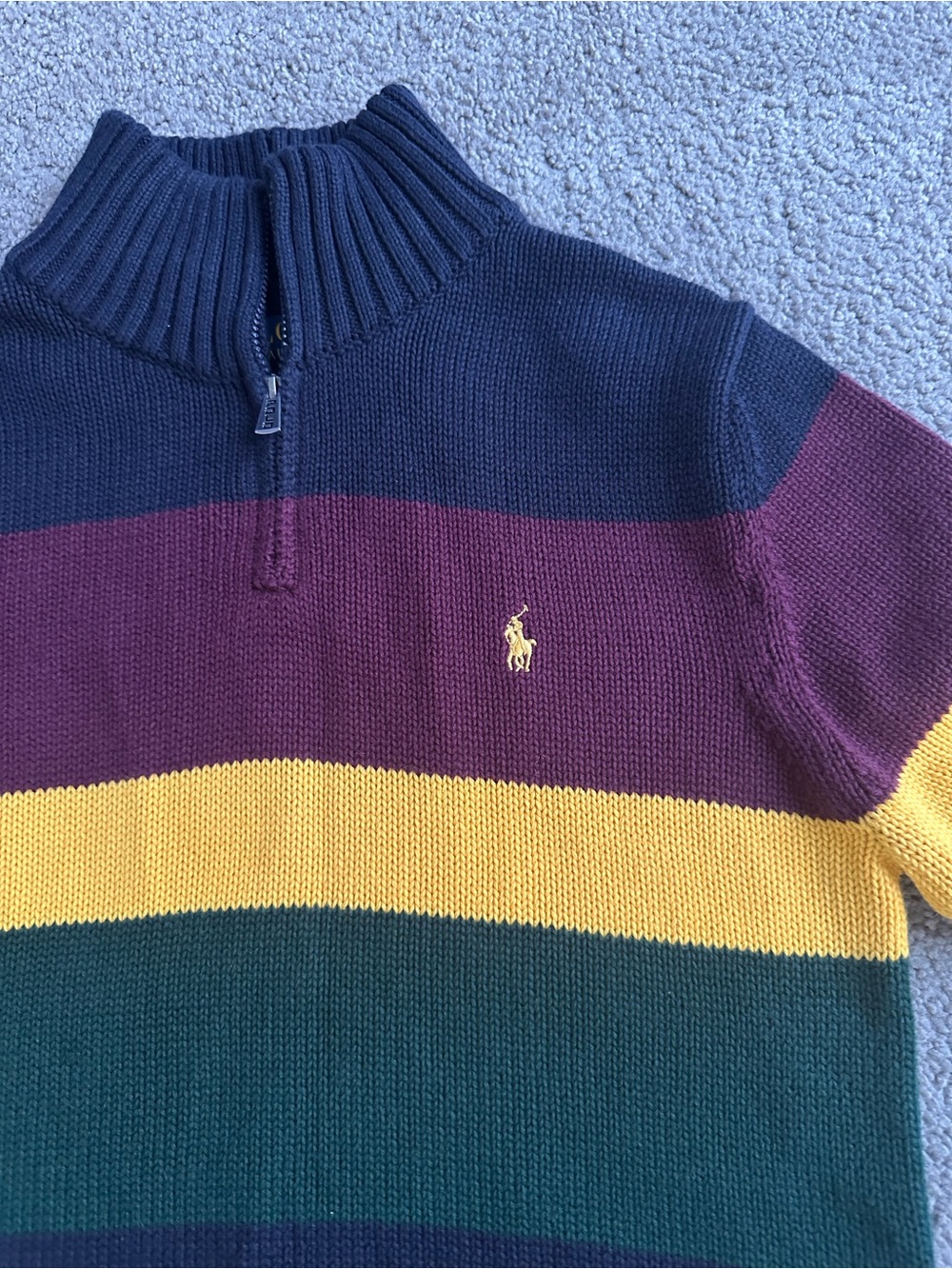 Polo Ralph Lauren Boys Quarter Zip Vintage‎ Pullover Sweater (L) 14-16 - Picture 2 of 8